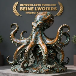A Bronze statue of an octopus who ponders creation  by Rodin
