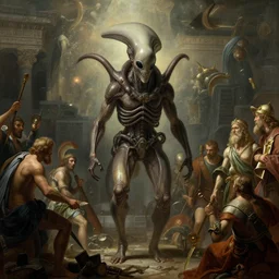 alien invasion, epic, magnificent, the last judgement, insanely detailed and intricate, 8 k, fall of the roman empire by thomas cole