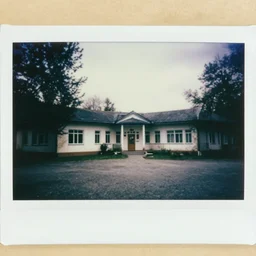 polaroid coloured photo of a sanatorium with poltergeist paranormal activities