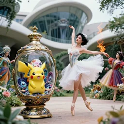 fuji gfx, 8 k, j. j abrams flare ; esoteric ultra realistic cthulhu in faberge ( 1 9 9 0 ) film still garden dance scene in frontiers in porcelain photography fashion magazine june seinen manga portrait edition, hyperrealistic real - life xenomorph pikachu porcelain occult egg in victorian glass jar, pointe pose, eye contact, tilt shift wide shot zaha hadid background