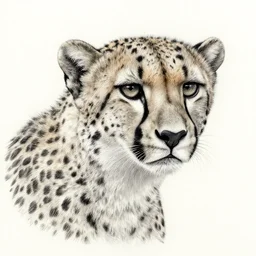 A pencil drawing of a cheetah, highly detailed