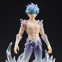 sakimi, james jean, ilya kuvshinov isolated magical anime vinyl figure, avant hairstyle, artisan designer figure photography, glitter accents on figure, crystal holographic undertones, expert human proportions, high detail, ethereal lighting, rim light, expert light effects on figure, sharp focus, dramatic composition and glowing effects unreal engine, octane, editorial awarded best character design