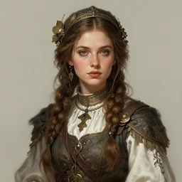 A full portrait of a beautiful post apocalyptic Polish explorer, intricate, elegant, highly detailed, digital painting, artstation, concept art, smooth, sharp focus, illustration, art by Krenz Cushart and Artem Demura and alphonse mucha