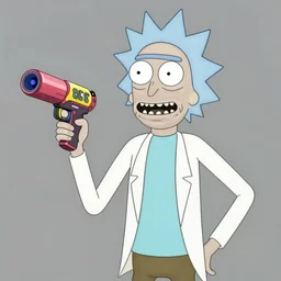 rick sanchez from rick & morty posing with his portal gun, octane render photorealism, detail, 4 k pores, realistic