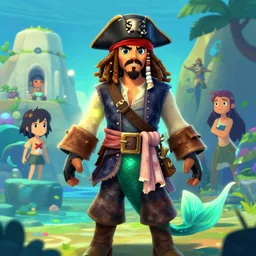 jack the pirate mermaid on sea of thieves game avatar hero, behance hd by jesper ejsing, by rhads, makoto shinkai and lois van baarle, ilya kuvshinov, rossdraws global illumination
