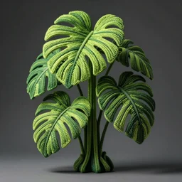 knitted giant monstera adsonii, high detail, realistic