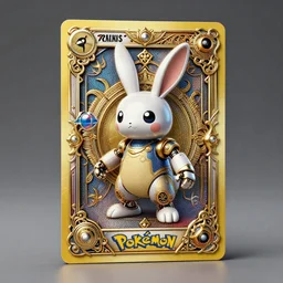 rabbit robot, digital art, pokemon card, pokemon card, product - view, 2 - dimensional, 2 d, 4 k, insanely detailed and intricate, hypermaximalist, elegant, ornate, hyper realistic, super detailed