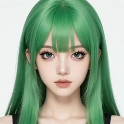 facial portrait of a young pretty anime woman, green hair, dark eyes, gothic eyeliner, character concept art, headshot, Charlie Bowater, Anna Dittmann, WLOP, Rumiko Takahashi, Akihiko Yoshida, Hyung-tae Kim, alexander mcqueen, trending on Artstation