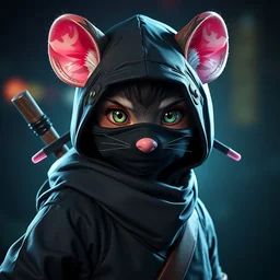 portrait ninja mouse 🐭 young, style artstation, style greg rutkowsk, ciberpunk, comic art book, biopunk, octane render, unreal engine 6, epic game graphics
