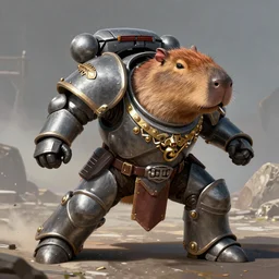 a capybara wearing astartes armor warhammer art 4 k deviantart artstation dynamic pose