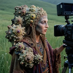 close up of the vaunted mandelbrot god, grass meadows backdrop, unorthodox apparel, fractals, ( ( ( ( ( antelope canyon ) ) ) ) ), still from alien 1 9 7 9, cinematic lighting, 3 5 mm panavision camera