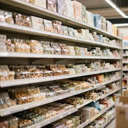 photograph of store shelves full of items