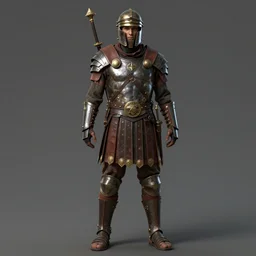 full body + face character portrait of a post - apocalyptic roman mercenary in the style of high fantasy art trending on artstation deviantart pinterest detailed realistic high resolution hd 8 k