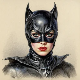 pencil art, detailed portrait of catwoman, intricate, hyper detailed, realistic, oil painting, by julie bell, frank frazetta, cinematic lighting