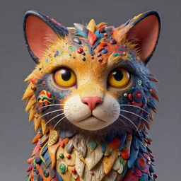 stylish colourful caricature - 3 d vfx art - of an animal, art style by zdzisaw beksinski, tadanori yokoo & james jean, character concept art, unreal engine render, digital illustration, sharp, intricate detail, volumetric light, ray tracing, soft light, claymation style, symmetric, acrylic on canvas, pinterest, artstation, behance,
