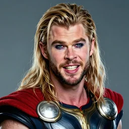 chris hemsworth as thor with exaggerated drag queen makeup, digital art, amazing detail, photorealistic