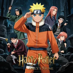 Naruto in Harry Potter and Sorcere's Stone poster style, 8K