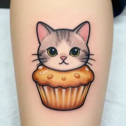 a tatoo of a muffin cat
