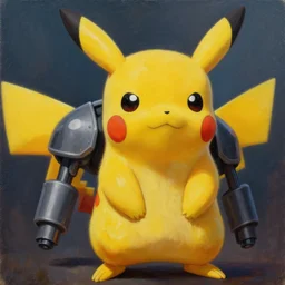 pikachu as master chief, oil on canvas, intricate, portrait, 8 k highly professionally detailed, hdr, cgsociety