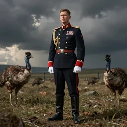 soviet emu general during the great emu war, in his imperial dress suit