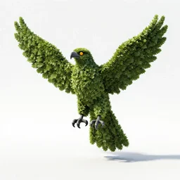 topiary shaped like a falcon, studio photography, full body, isolated on a pure white background, centered, entire subject in frame, sharp focus, soft studio lighting