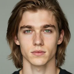 portrait of a handsome man of 3 9 years old, green eyes, light brown, good looking, wide round nose, mid long hair by david rutkowski, by artgem