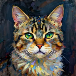 portrait of a cyberpunk cat by egon schiele