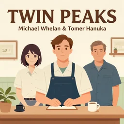 Twin Peaks poster artwork by Michael Whelan and Tomer Hanuka, Karol Bak of portrait of Michael Shannon the local mechanic clerk, from Twin Peaks, clean, simple illustration, nostalgic, domestic, full of details, by Makoto Shinkai and thomas kinkade, Matte painting, trending on artstation and unreal engine