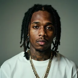 a studio photograph of Lil Uzi Vert, portrait, 40mm lens, shallow depth of field, close up, split lighting, cinematic