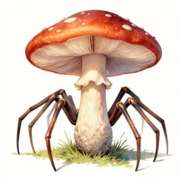 big mushroom with big spider legs 4 k art by amanda sage