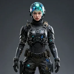 female bioluminescent soldier, tactical, style of maciej kuciara, dramatic, 4k
