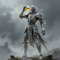 undead crystal archer drinks beer, beer, glass, beer mug in hand, intricate, triumphantly, foggy background, full body art, dark souls, drawing, concept art, artstation, digital painting