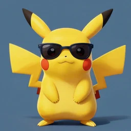 realistic portrait of pikachu wearing sunglasses, in the style of picasso