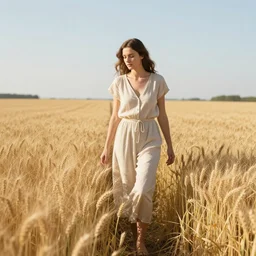 theresa may walking in a field of wheat
