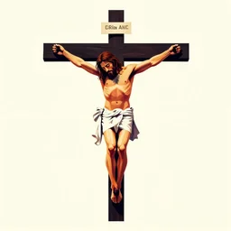 crucifixion of conor mcgregor, jesus, movie poster, fan art, movie poster, minimalist, vibrant, religious crucifixion, digital art trending on art station