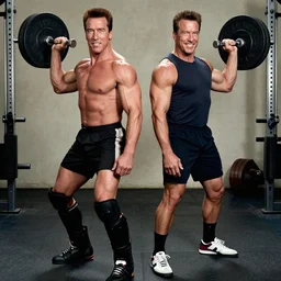 predator and arnold schwarzenegger lifting weights together