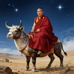 fantasy wallpaper of dali lama riding a ton ton star wars science fiction