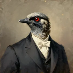 beautiful portrait painting of an elegant bird wearing a suit,,,,,, by rembrandt