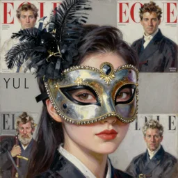 masquerade ball mask, korean audrey hepburn, vogue magazine, elle magazine, greg rutkowski, john singer sargent, trending on artstation, anime, oil painting, intricate, side profile