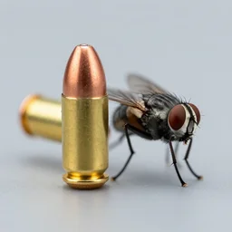 award winning photography of a fly dodging a gun bullet in mid air macro lenses 4k shutter speed detailed