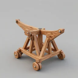 a four-directional catapult, 3D model, octane render, wooden