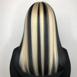 trending black - blonde split hair photo on pinterest, long hair, full frame of hair, punky hair, beautiful, high quality, sharp, soft lighting