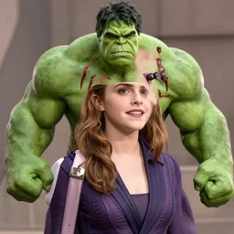 emma watson as hulk, hyper realistic