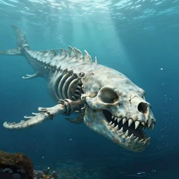 a gigantic skeletal remain of a unknown sea creature half submerged in ocean 8 k uhd, unreal engine, octane render in the artstyle of finnian macmanus, john park and greg rutkowski
