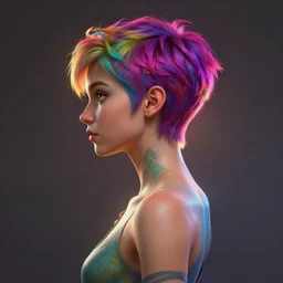 side - profile painted portrait, ellie balmber pixie fae, backlit, key lighting, smooth, gaudy colors, unreal engine render, art nouveau, maya render, octane render aesthetic, overlord, dota matte painting concept art, official fanart behance hd artstation by james gilleard, jesper ejsing, lois van baarle, ilya kuvshinov