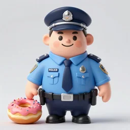 a donut dressing a police officer costume, lowbrow, matte painting, 3 - d highly detailed, in the style of mark ryden,