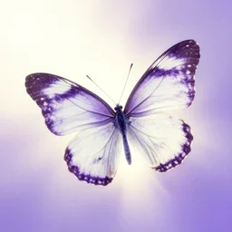 by scott gustafson warm violet fine. a beautiful experimental art of a white butterfly fluttering away, into bright light.