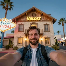Mr House from Fallout New Vegas, taking a selfie on the Las Vegas Strip, real, 8k,