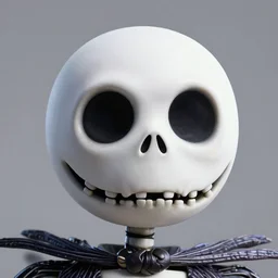 close up of jack skellington's head. half of his head has been replaced by sally skellington's head stitched on, combining them. screenshot from nightmare before christmas