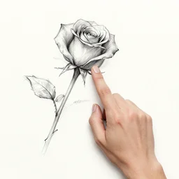concept art of a finger touching a rose, sketch, drawing, clear image, - n 9